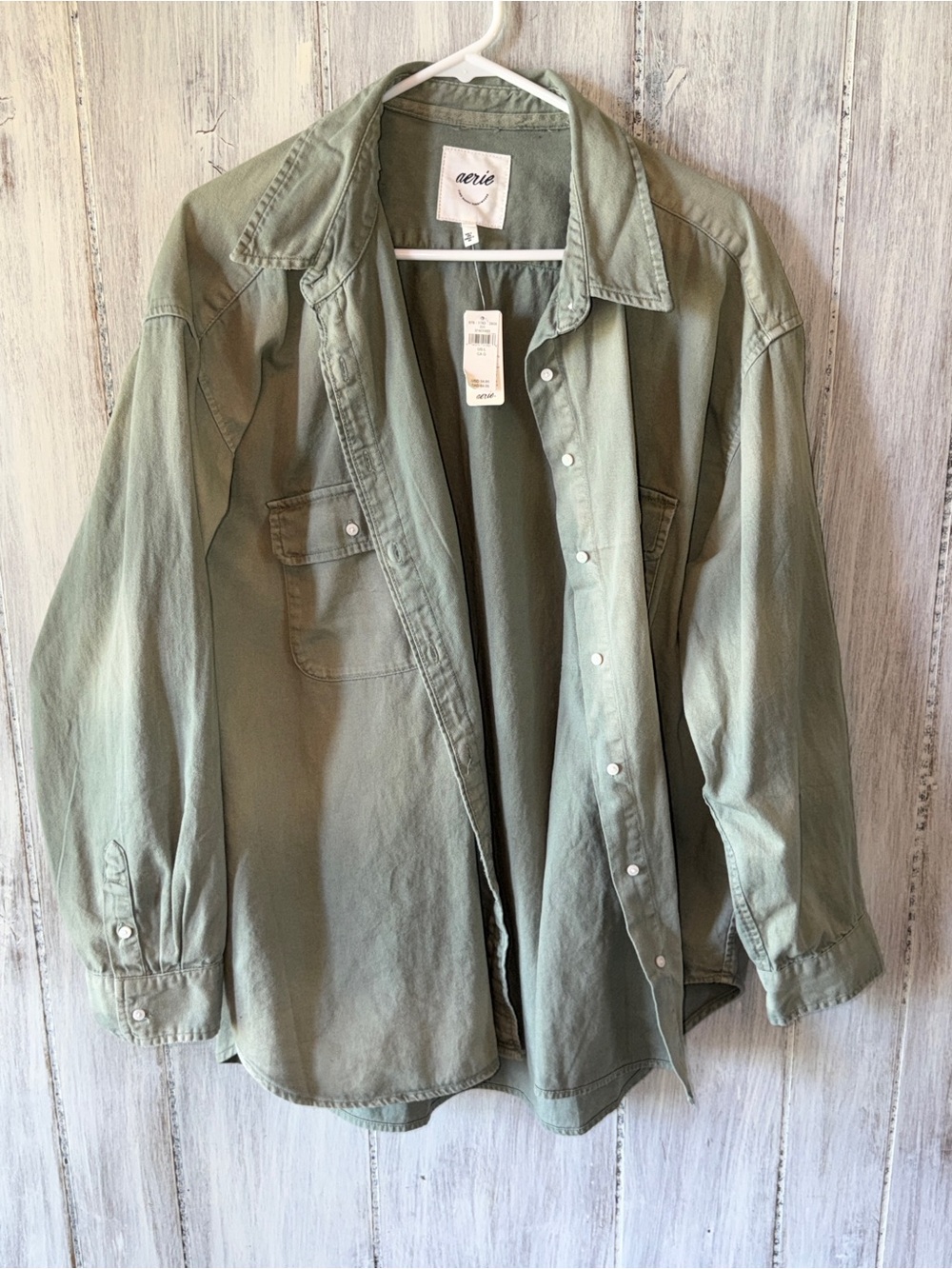aerie Sage Green Utility Shirt Jacket